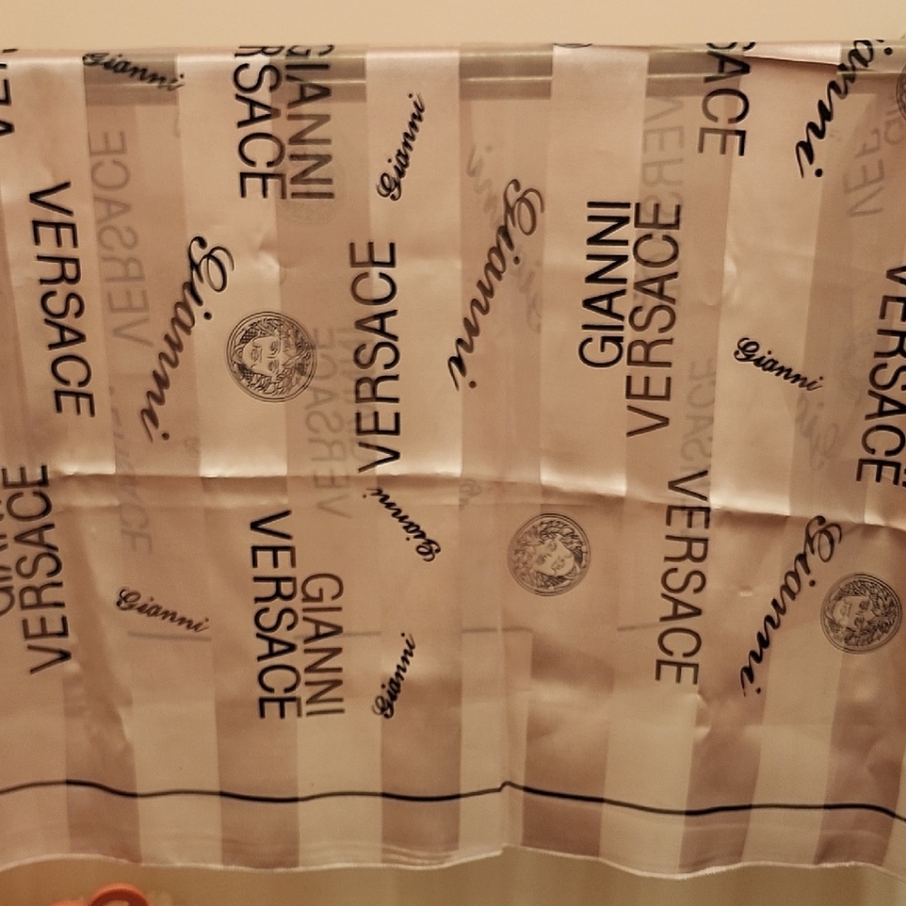 Versace Black and Cream Logo Scarf